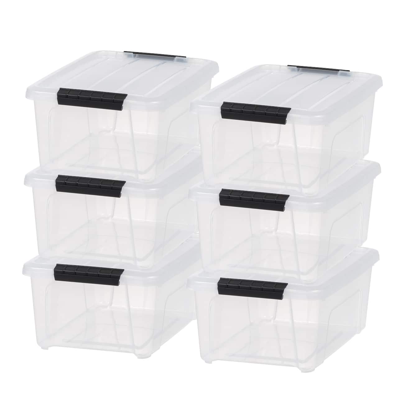 IRIS® 13.5qt. Buckled Clear Boxes with Clear Buckle Lids, 6ct.